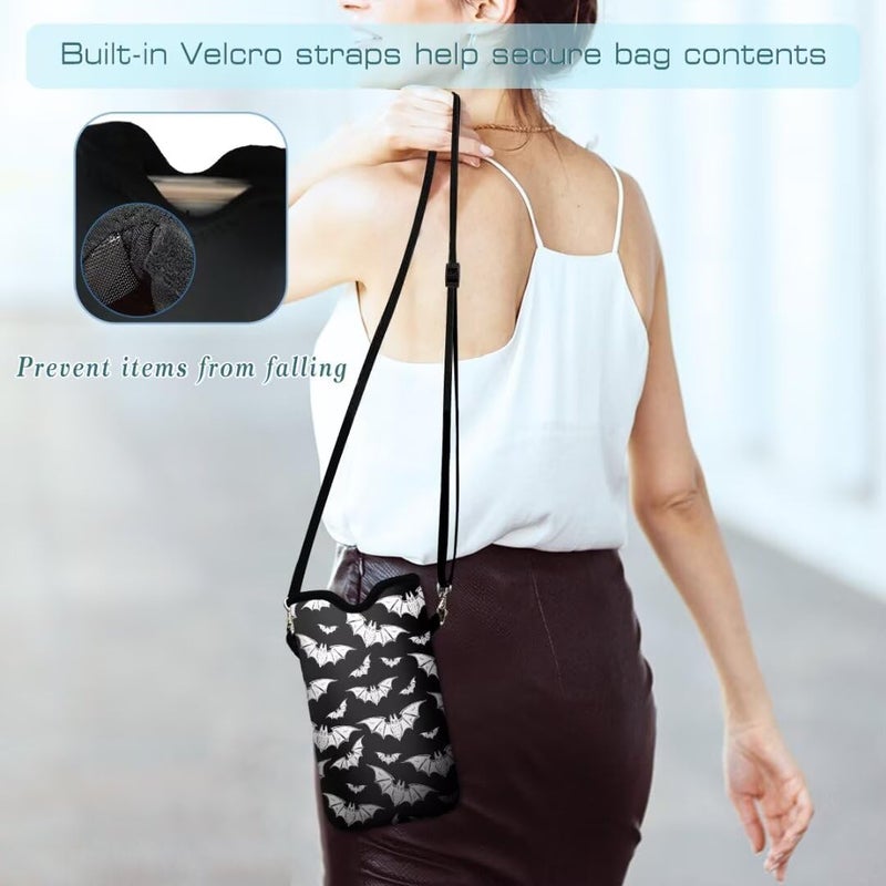 FREZORA Cell Phone Sleeves Bag Case Crossbody Neoprene Holder Lanyard Phone Pouch for Women Men 7.5 X 4.5 Inches - Bat - Image 5